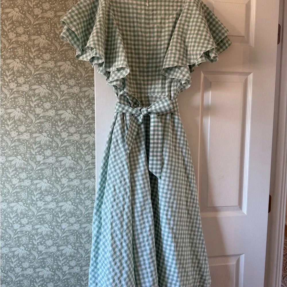 Ivy City Co Green Checkered Midi Dress - Picture 4 of 4